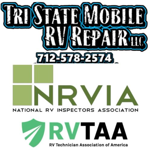 Logos for Tri State Mobile RV Repair, NRVIA, and RV Technician Association of America.