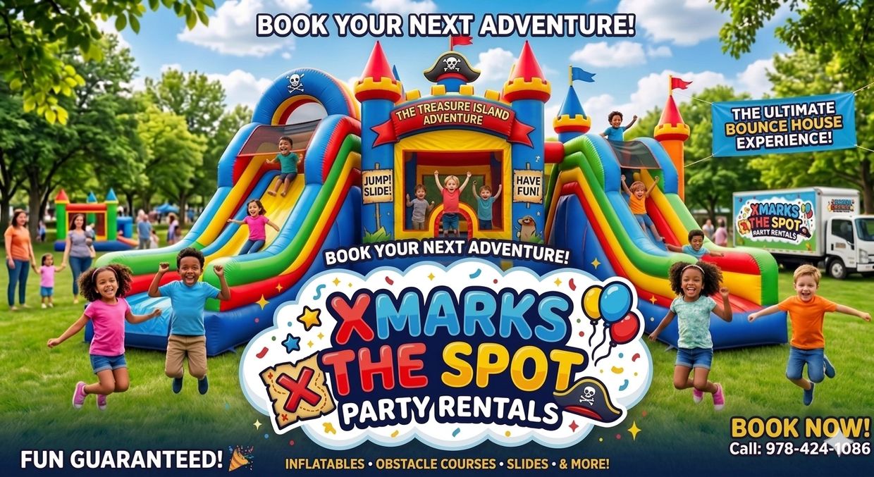 Kids enjoying a colorful inflatable bounce house at a party rental event.