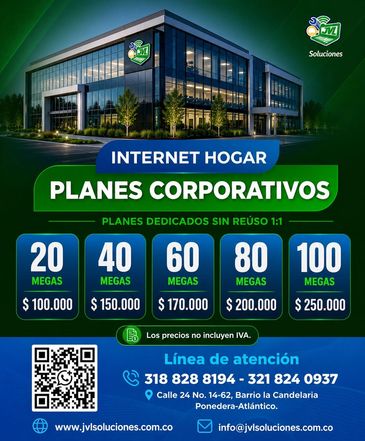 Publicidad de planes de internet para hogar y corporativos.