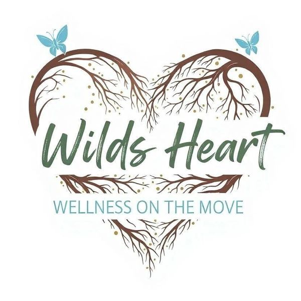 Logo featuring a heart made of branches with butterflies and wellness text.