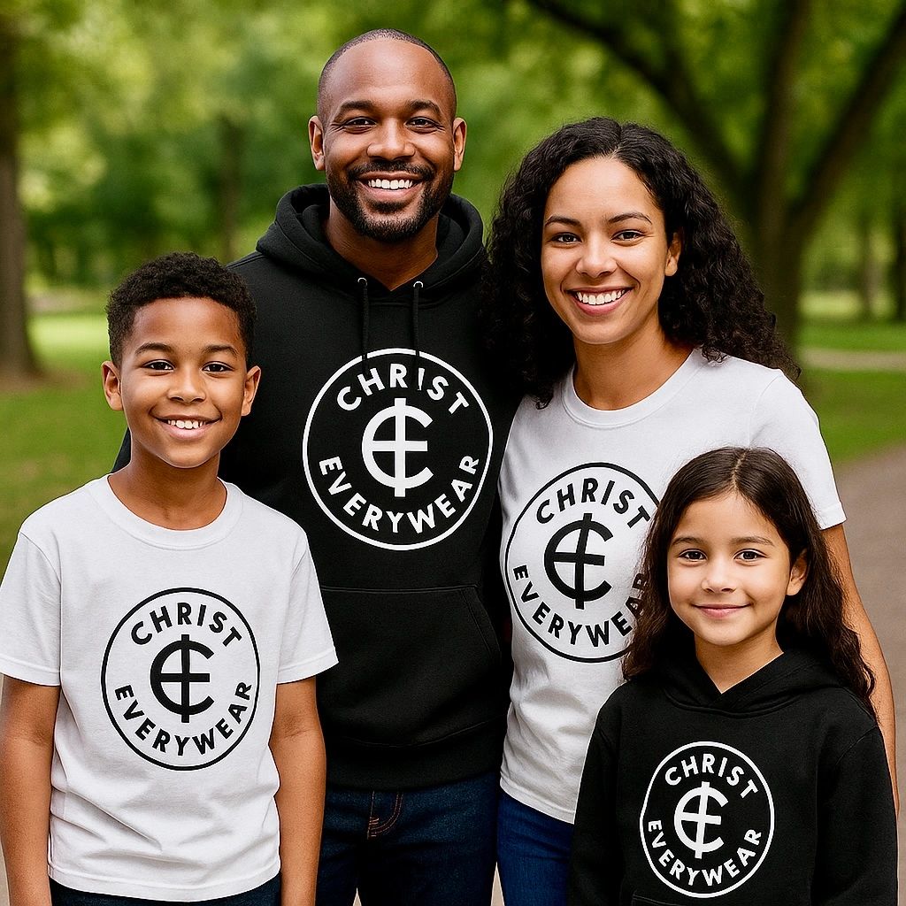 Family in Logo Hoodies and Tees