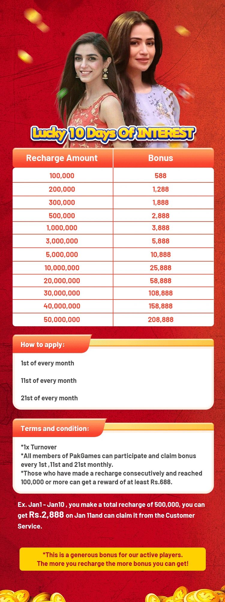 Pak games lucky 10 days interest
