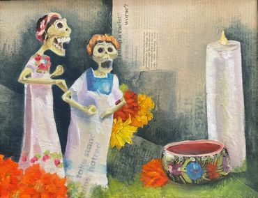 Alter of Peace, 14"x11", Oil and Paper on Canvas, Framed