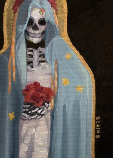 Lady of Stars, 5"x7", Oil on Canvas, Framed