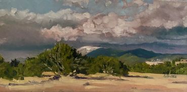 Sky Over Santa Fe, 7"x12", Oil on Canvas, Sold/NFS