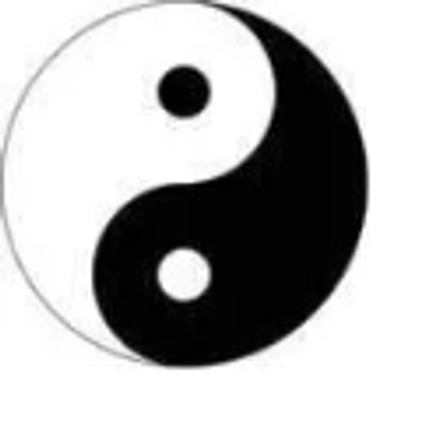 Classic black and white yin-yang symbol representing balance.