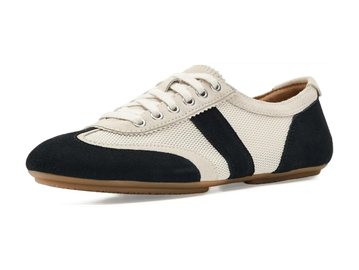 Casual black and white sneaker with a minimalist design.