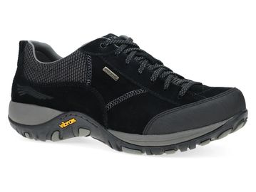 Black hiking shoe with Vibram sole.