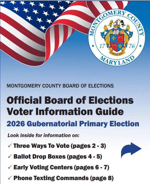 Official 2026 Montgomery County Maryland Voter Guide for Gubernatorial Primary Election.