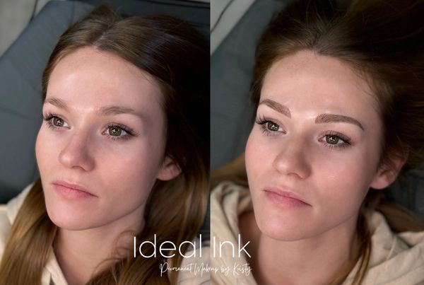 Before and after eyebrow permanent makeup.