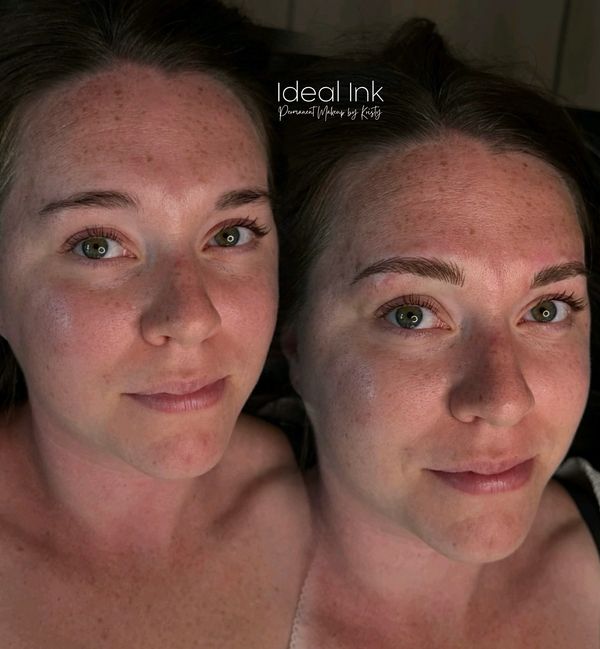 Before and after eyebrow enhancement.
