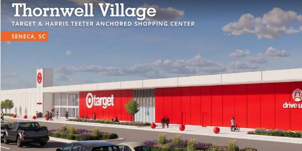 Modern Thornwell Village shopping center anchored by Target in Seneca, SC.