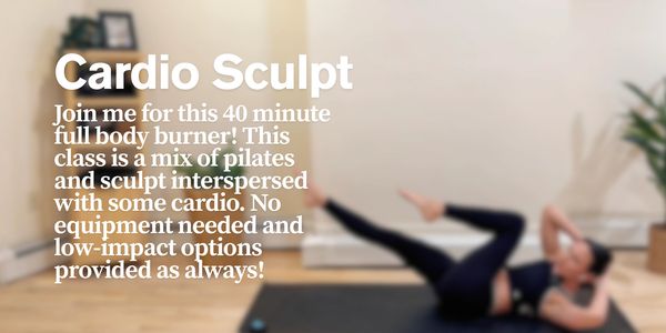 Cardio Sculpt class combines pilates and cardio for a full body workout with no equipment needed.