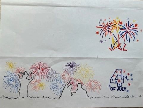 4th of July, Patriotic, Fireworks, Families watching Fireworks, Etched Glass, Candy Jar