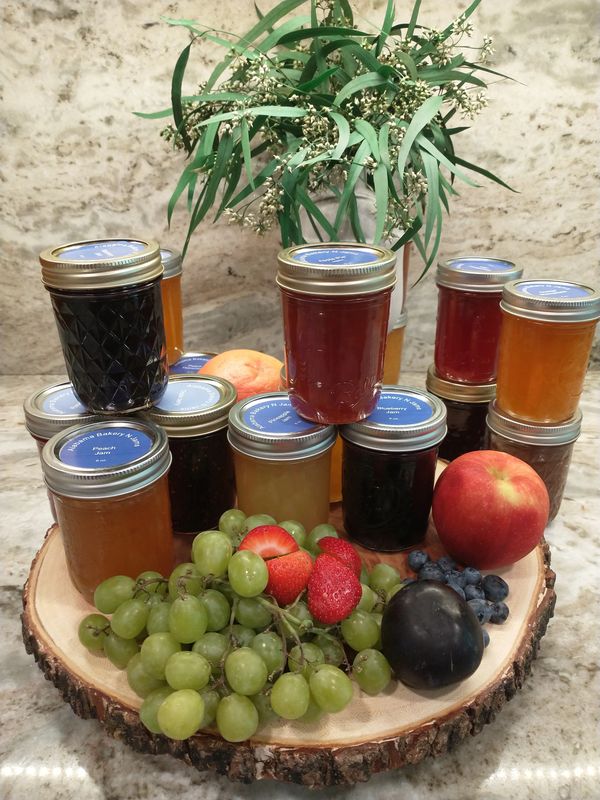 24 varieties of homemade jams including specialty jams  like Pineapple Mango Habanero, or try our be