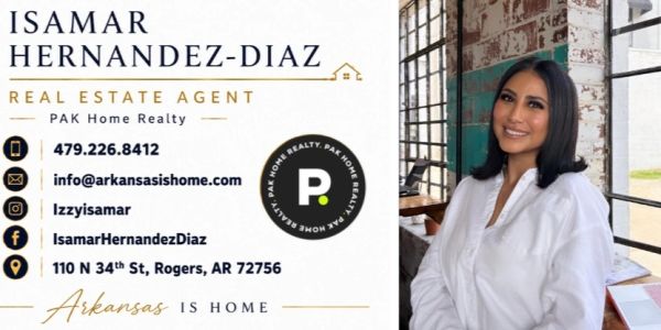Business card and portrait of real estate agent Isamar Hernandez-Diaz.
