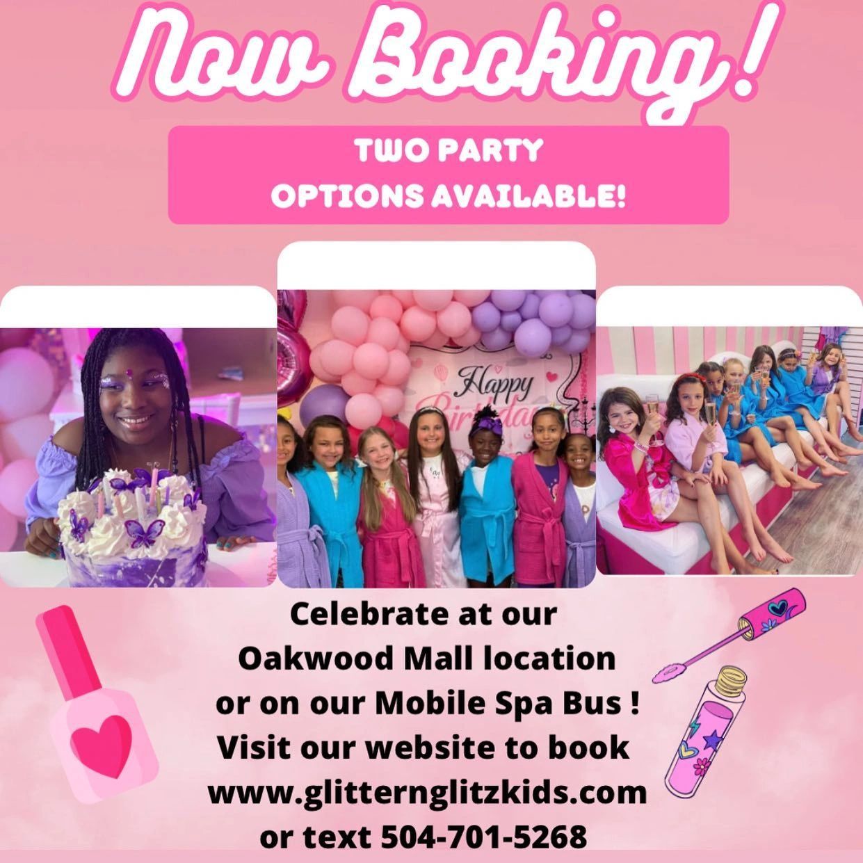Glitter & Glitz Kids Spa and Accessories Boutique Spa Birthday Party