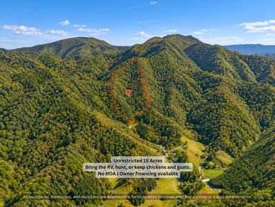 Aerial of 15 acres of unrestricted mountain land near Bakersville, NC in the Blue Ridge Mountains