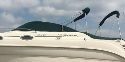 2001 Sea Ray 240 Sundancer Cockpit Cover with cutouts for the Bimini and Camper Frame Mounts