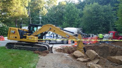 Sinkhole excavation of a property with the yard collapsing. Repair of sinkhole & land stabilization.