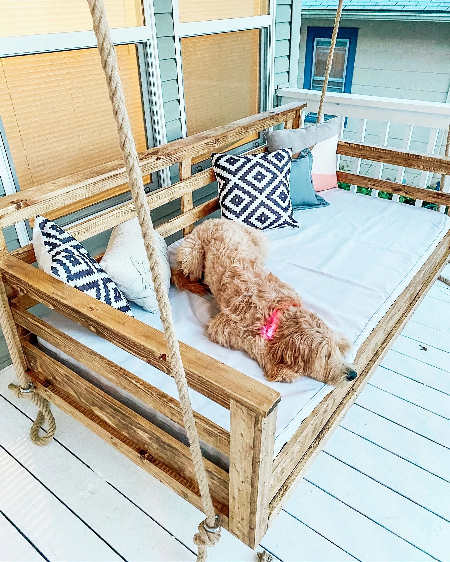 DIY Twin Mattress Front Porch Swing