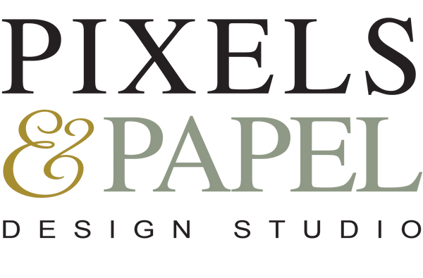 Logo of Pixels & Papel Design Studio with elegant typography.