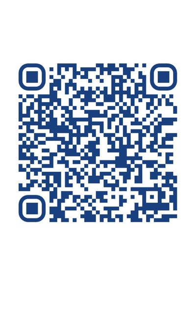 Blue QR code on white background.
