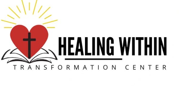 Logo with heart, cross, and book for Healing Within Transformation Center.