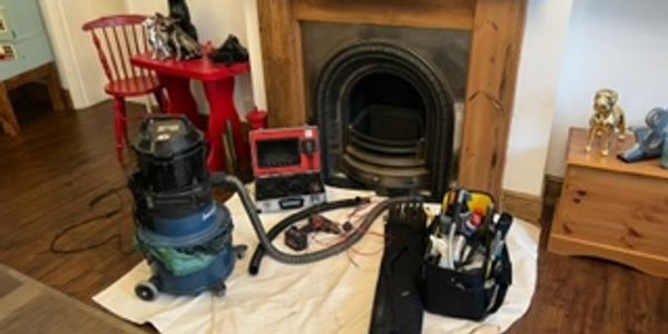 a room full of cleaning equipment