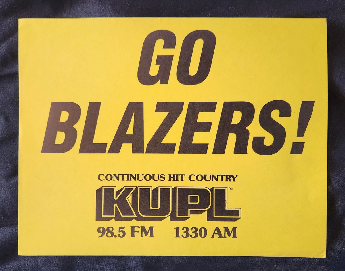 Kupl GO BLAZERS! KUPL Country Radio Yellow Rally Sign