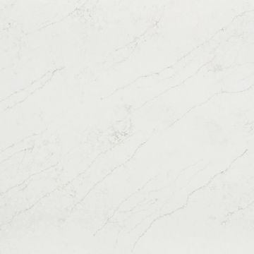 Hana Sky is neutral white quartz with pebble grey details throughout.