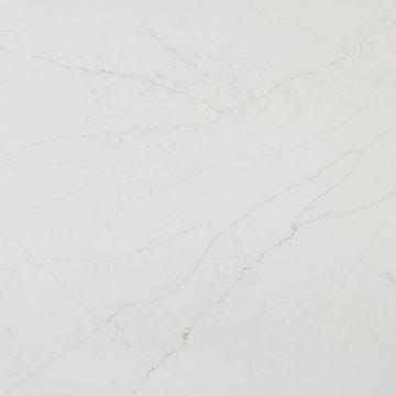 Pilar has a soft white background with dynamic veining that varies in tone from dark to light grey