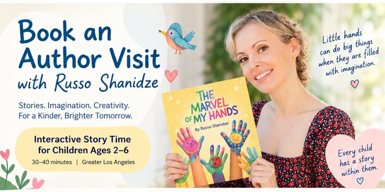 Book an author visit with Russo Shanidze for interactive story time.