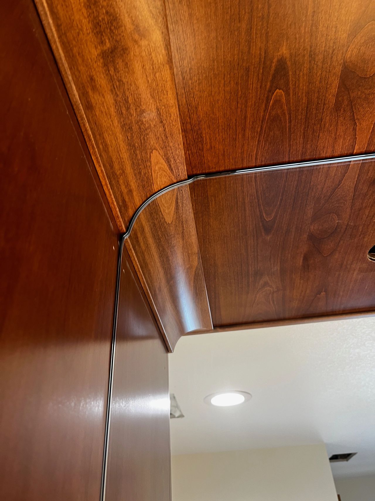 The custom mirror lining up really well with the crown mold trim