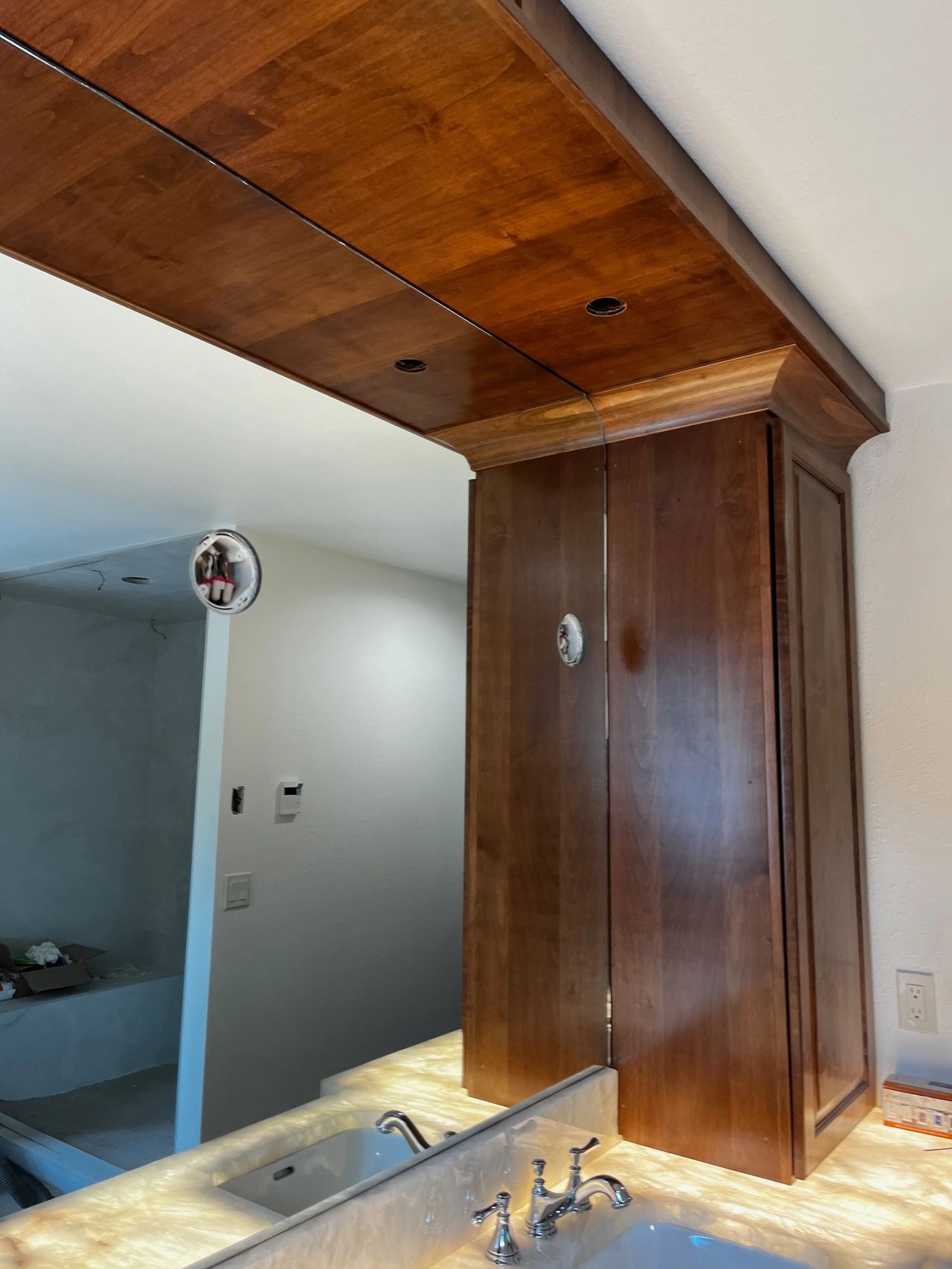 Another perspective of the custom mirror Precision Glass installed in Bigfork for a builder and homeowner!