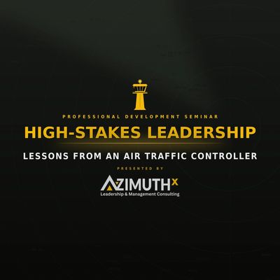 Promotional image for a high-stakes leadership seminar by Azimuthx.
