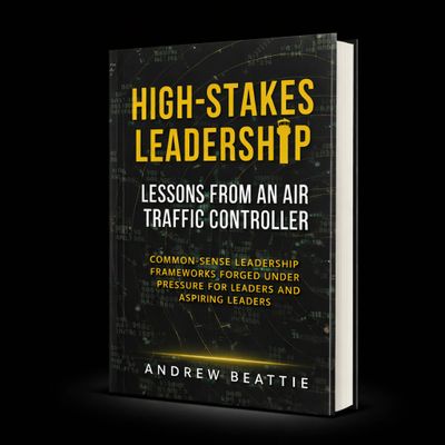 Book titled 'High-Stakes Leadership' by Andrew Beattie about leadership lessons from air traffic control.