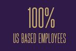 Text stating '100% US Based Employees' on a dark background.
