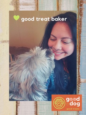 homebaked dog treats baker with dog