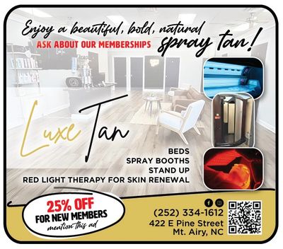 luxe Tan mount Airy exclusive coupons here Surry county nc
