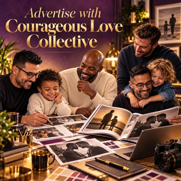 A happy family looking at photo books together.