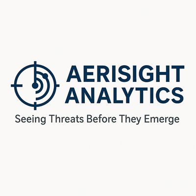 Aerisight Analytics logo with a radar icon and slogan about threat detection.