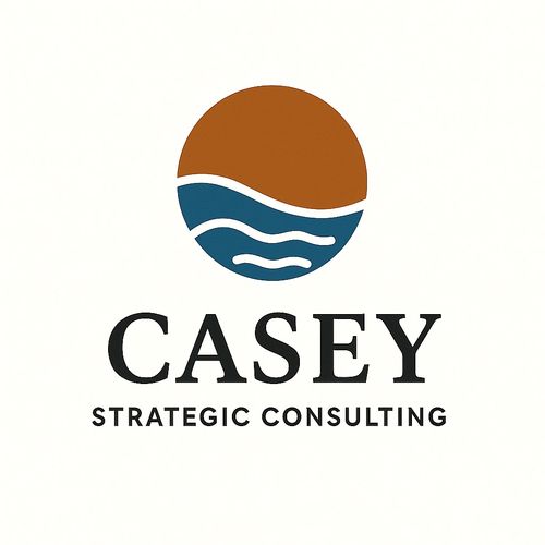 Logo for Casey Strategic Consulting featuring a circular design with earth and water elements.