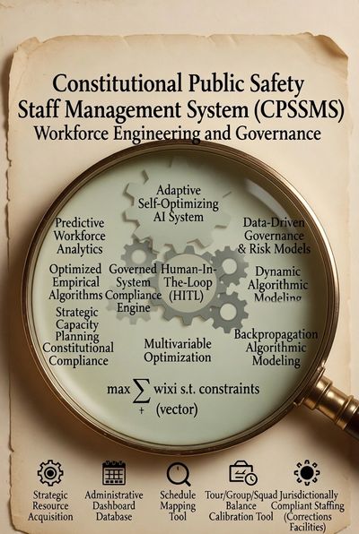 Diagram of the Constitutional Public Safety Staff Management System (CPSSMS) showing AI-driven workforce governance.