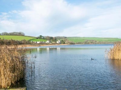 Reedbeds and open water at Slapton Ley National Nature Reserve, South Devon