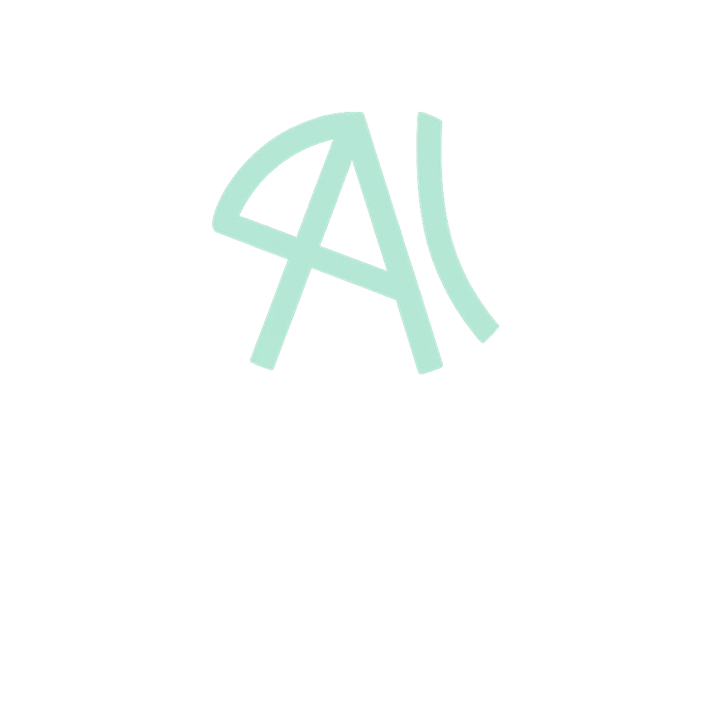 Stylized letters 'A' and 'I' in a light green color on a gray background.