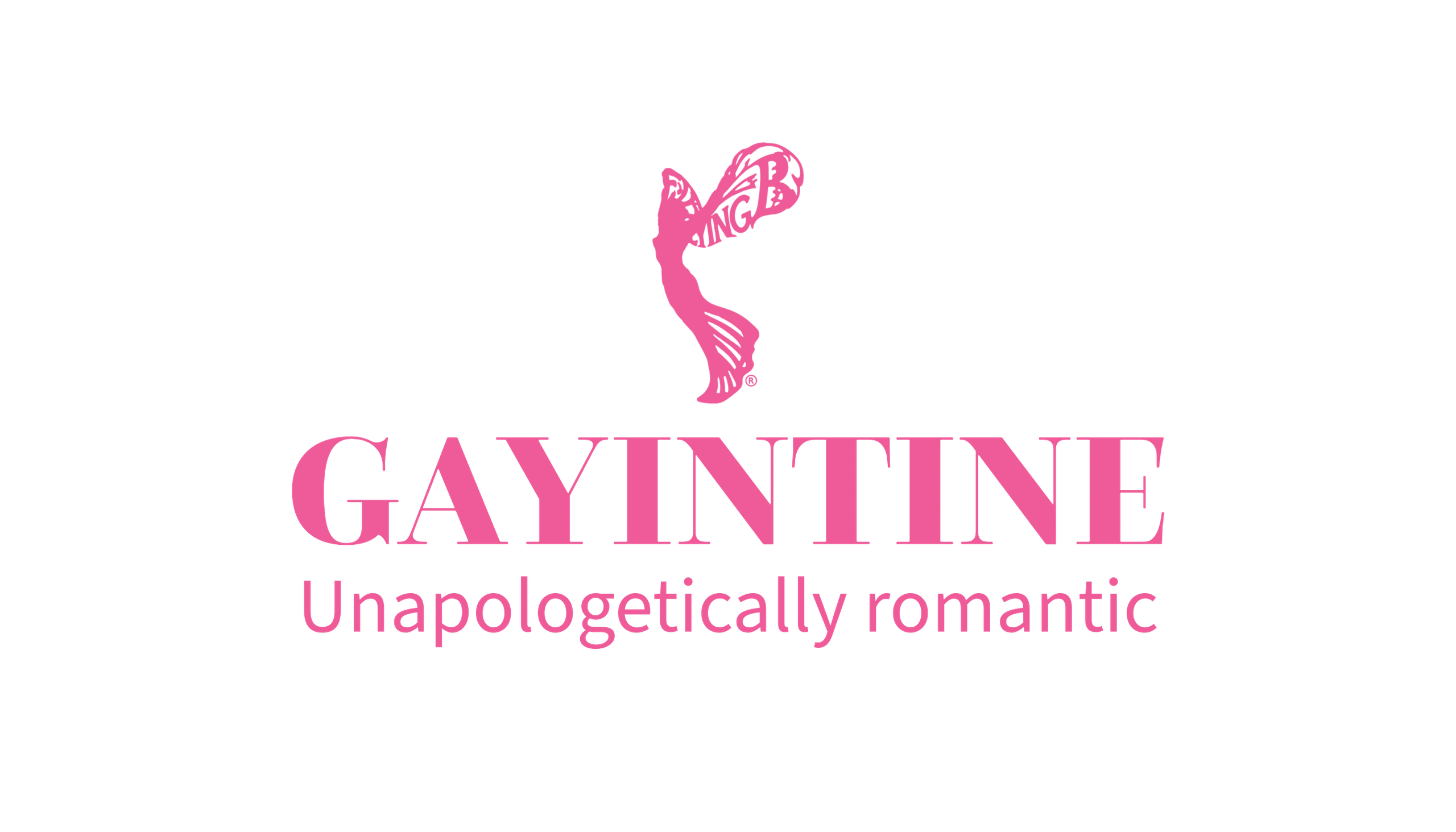 Logo for GayIntine, a brand promoting unapologetic romance with a pink color scheme.