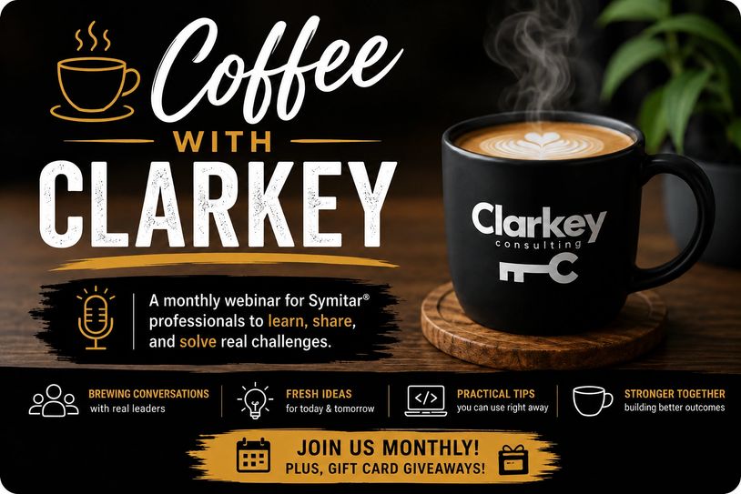 Promotional image for 'Coffee with Clarkey' webinar.