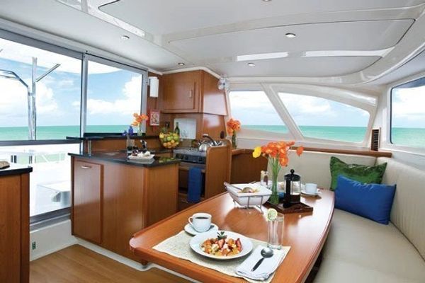 Izan Private Langkawi Yacht Rental Salon, Ready for Lunch During a Langkawi Cruise to Tanjung Rhu.