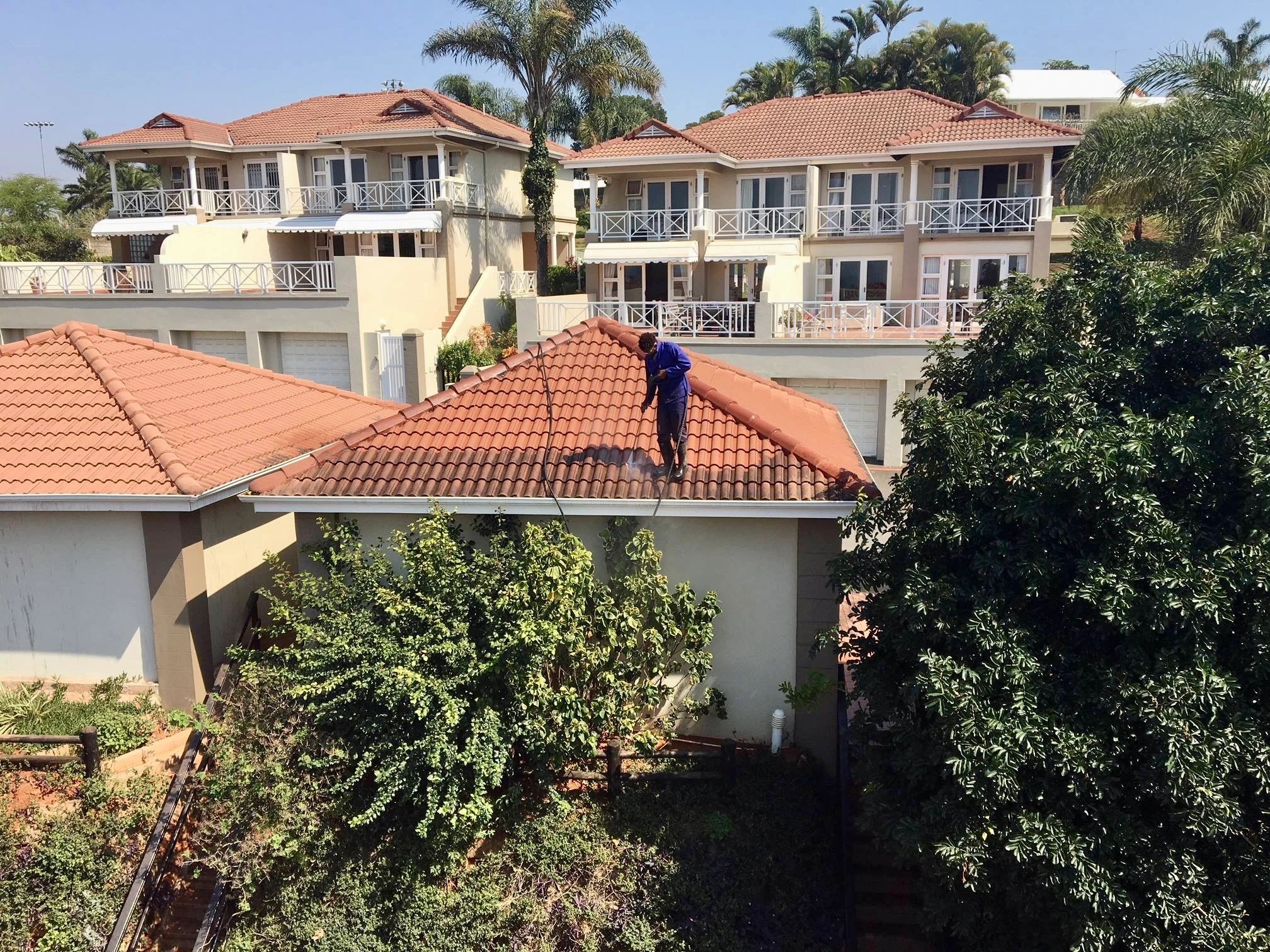 Roof soft washing on a Caloundra home, Sunshine Coast